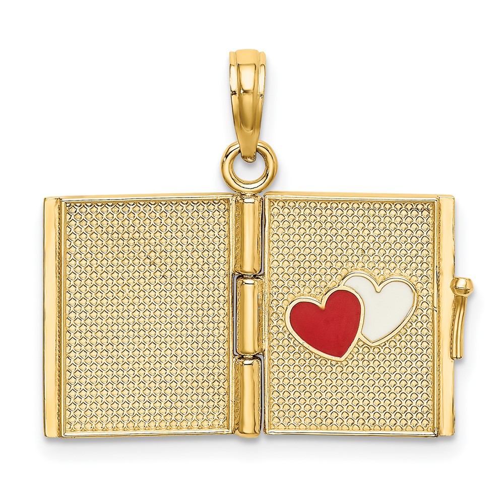 14K Enameled 3D Moveable MY LOVE STORY Book Pendant (K6894)