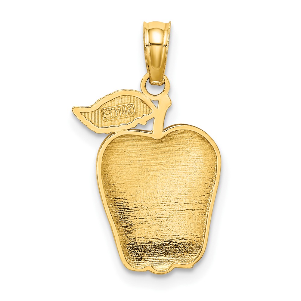 14K Enamel Red Delicious Apple W/Stem and Leaf Charm (K6900)
