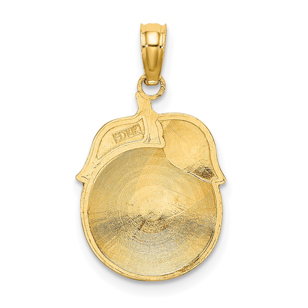 14K Enamel Orange W/Stem and Leaf Charm (K6901)