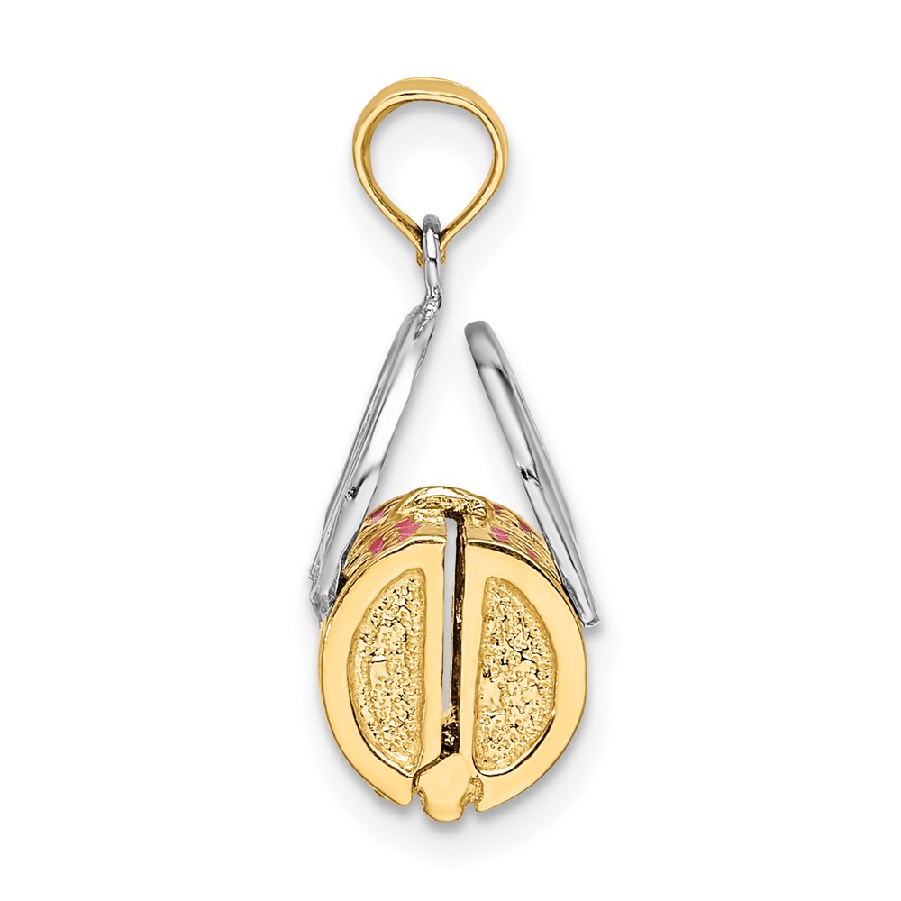 14K & Rhodium 3-D Pink Enameled Handbag Opens Charm (K6936)