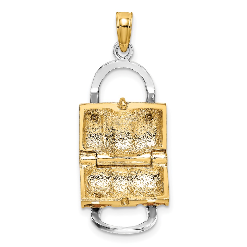 14K & Rhodium 3-D Pink Enameled Handbag Opens Charm (K6936)