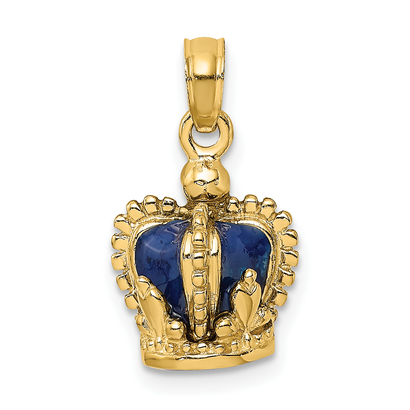 14K 3-D w/ Blue Enamel Inside Crown Charm (K6943)