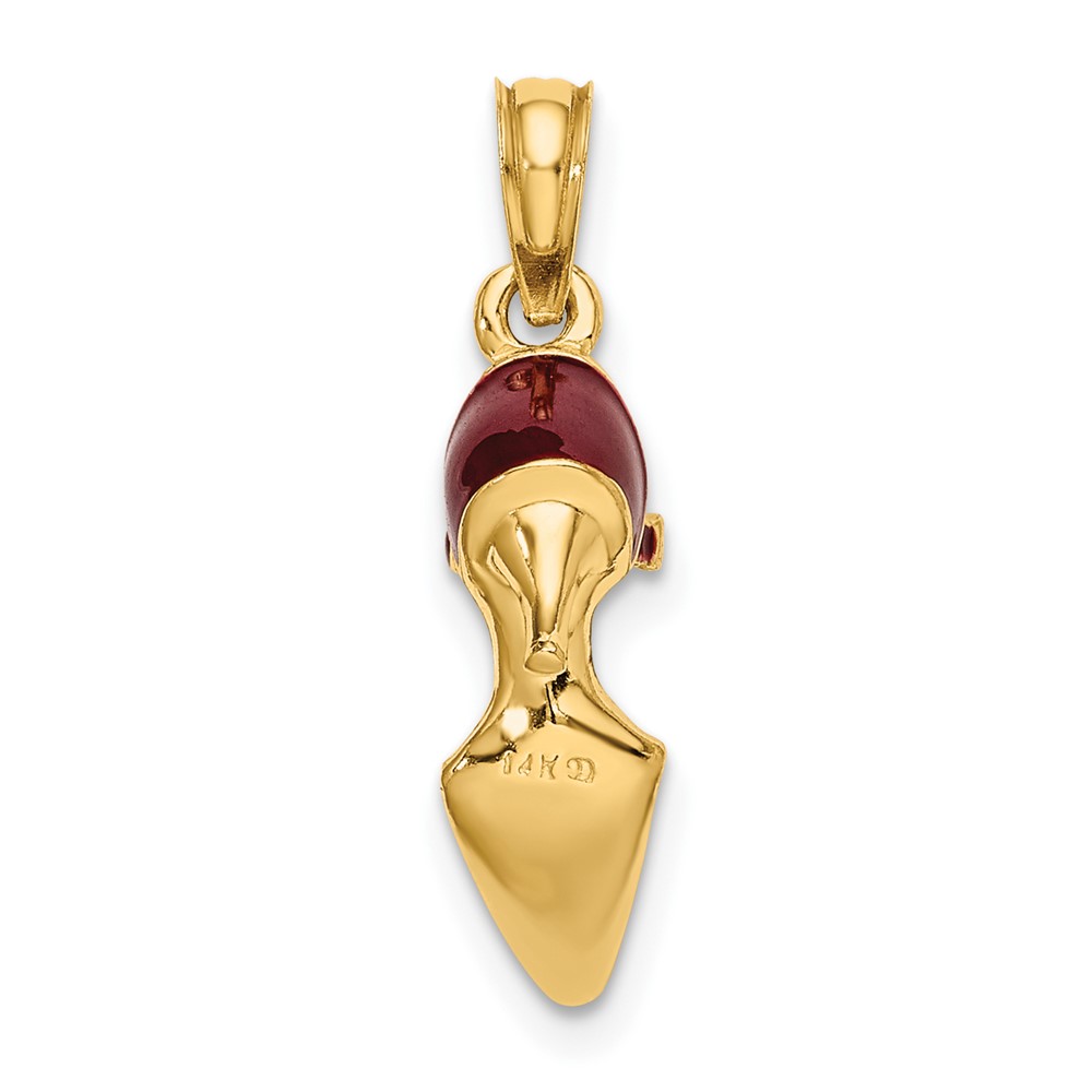 14K 3-D Maroon Enamel Closed Toe High Heel Charm (K6951)