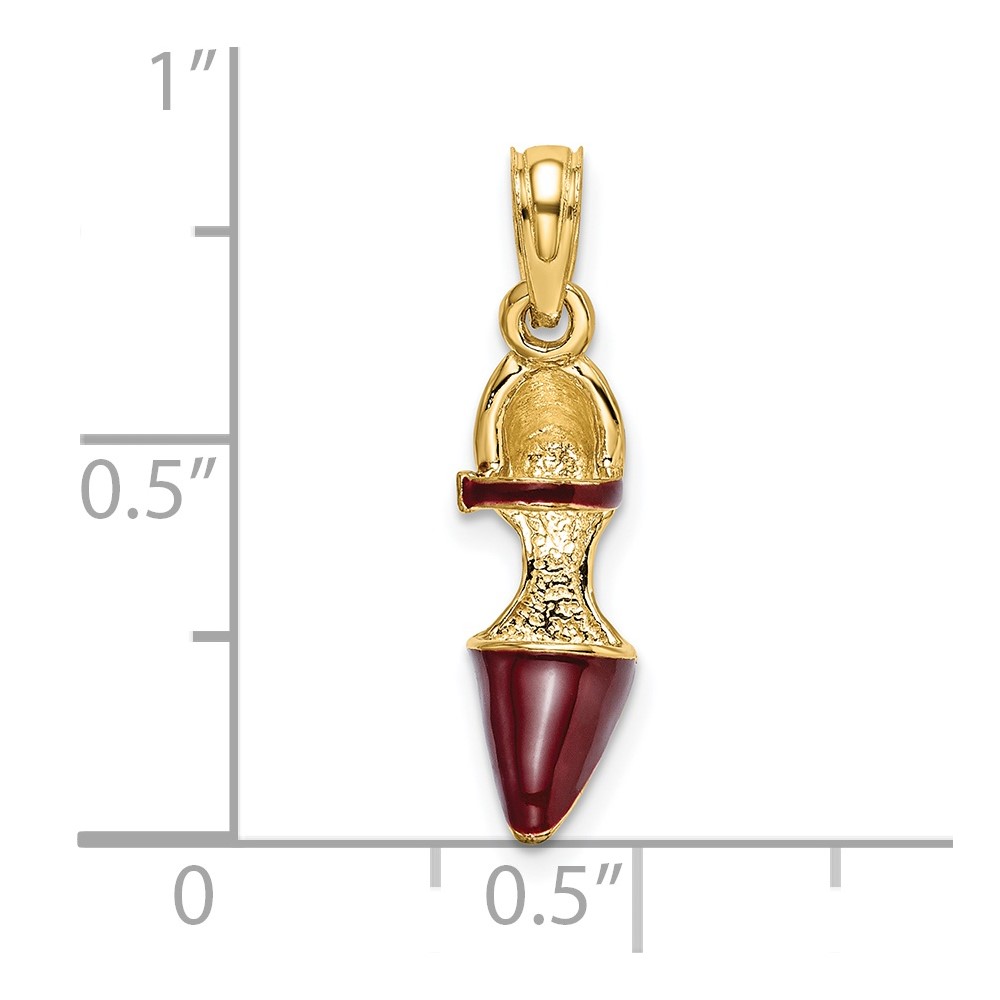 14K 3-D Maroon Enamel Closed Toe High Heel Charm (K6951)
