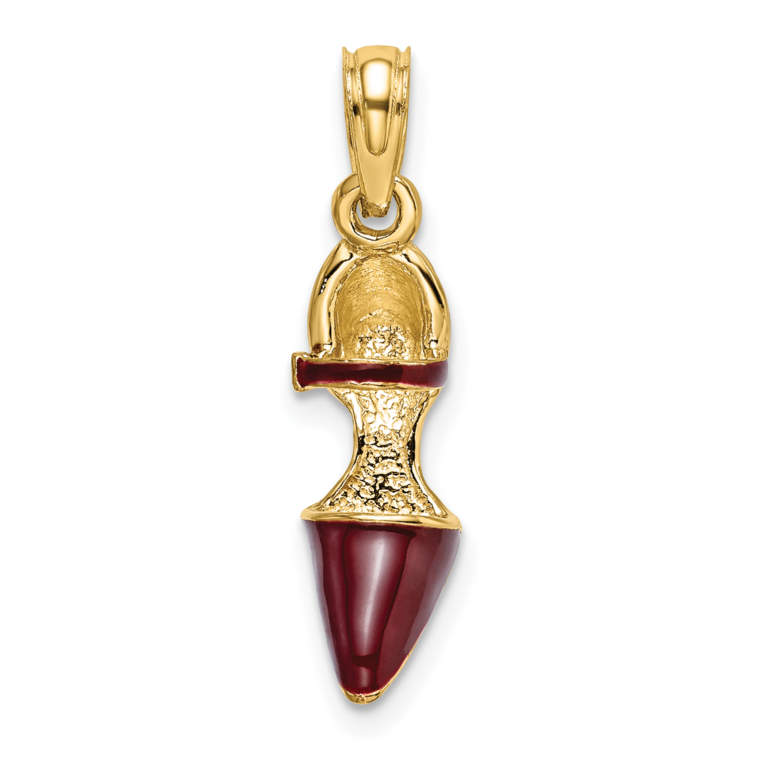 14K 3-D Maroon Enamel Closed Toe High Heel Charm (K6951)