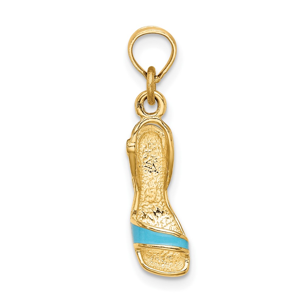 14K 3-D Aqua Enamel Open Toe High Heel Charm (K6952)