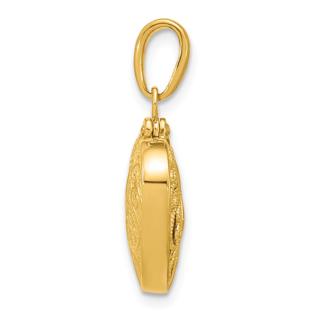 14K 3-D Reversible Heart Opens Charm (K6954)