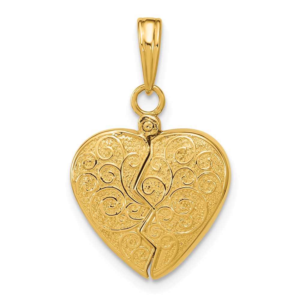 14K 3-D Reversible Heart Opens Charm (K6954)