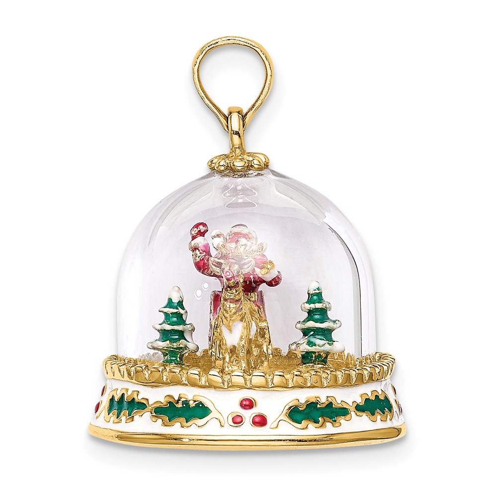 14K 3-D Enameled Christmas Snow Globe Charm (K6957)