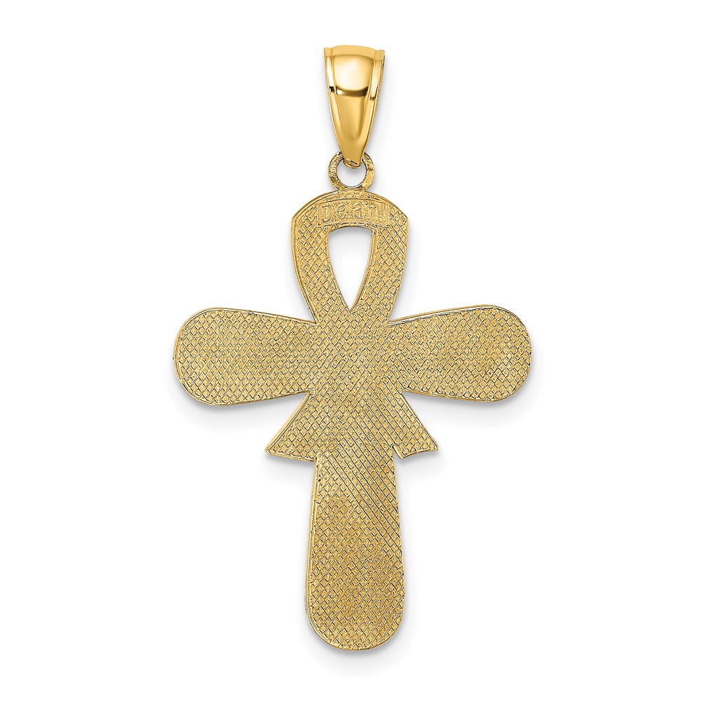 14K Enamel Pink Ribbon Breast Cancer Cross (K6961)