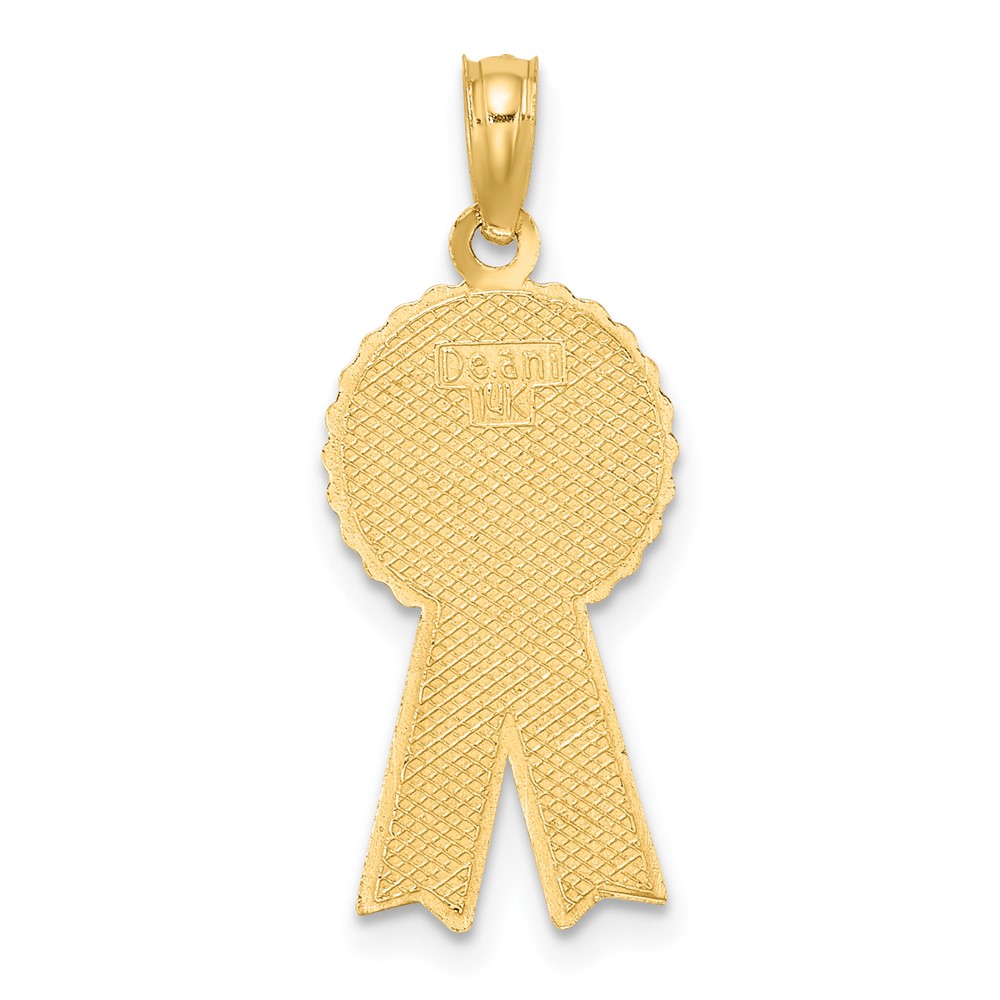14K Enamel GREATEST MOM Pink RIBBON Charm (K6965)