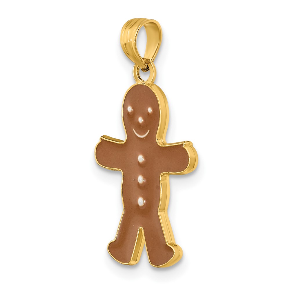 14K 3-D Enameled Gingerbread Man Charm (K6970)