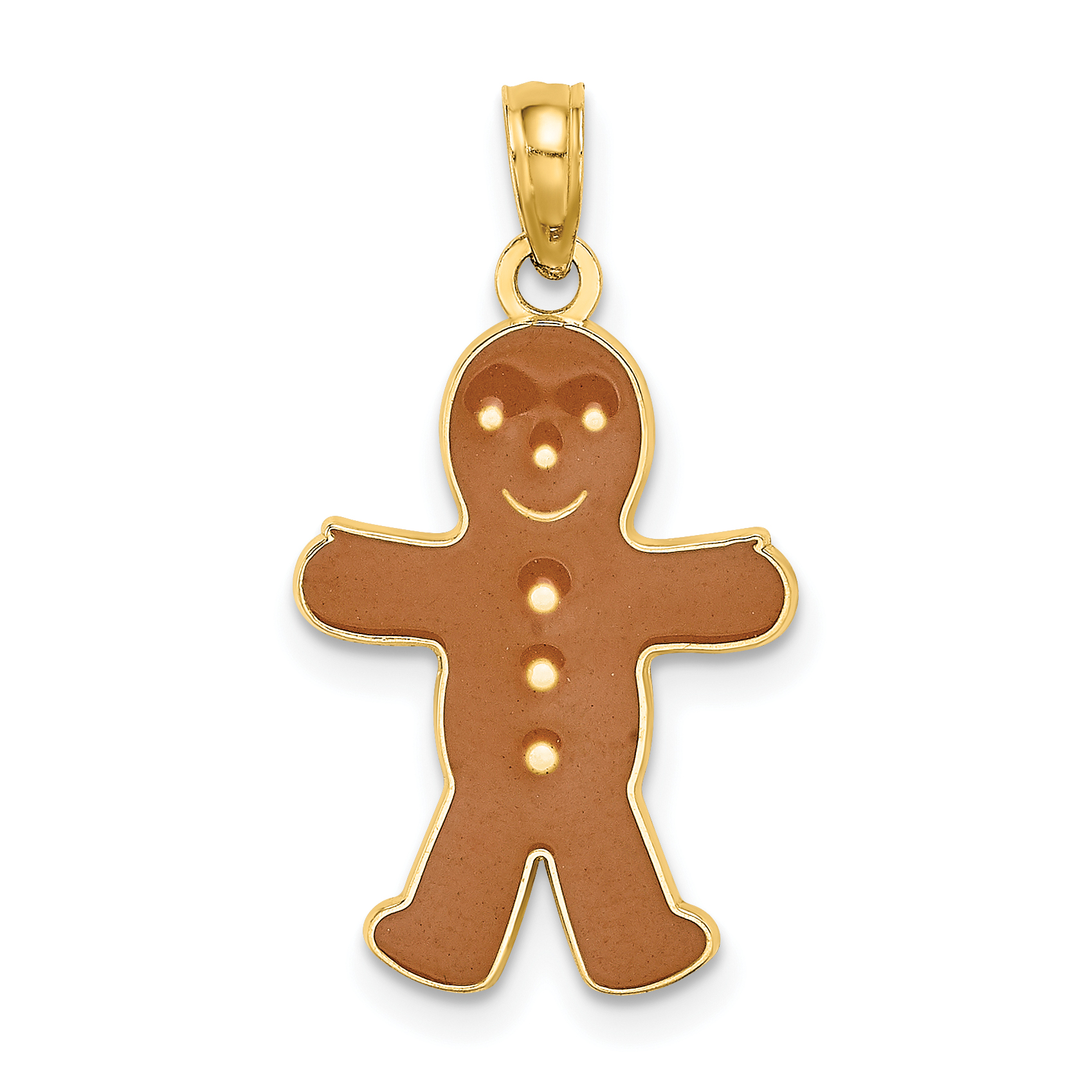 14K 3-D Enameled Gingerbread Man Charm (K6970)