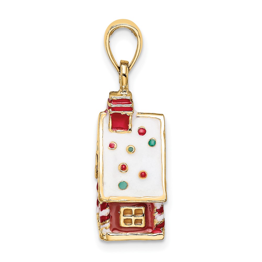 14K 3-D Enamel Gingerbread House Charm (K6978)