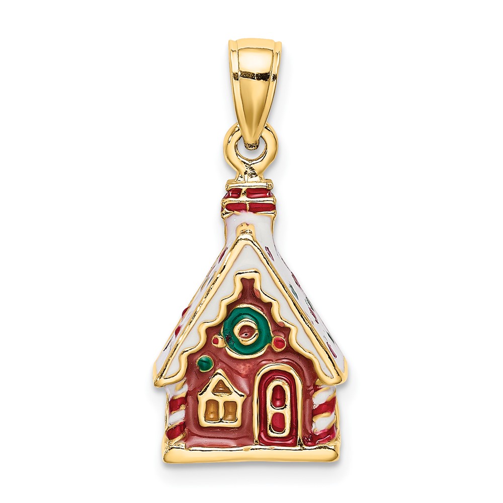 14K 3-D Enamel Gingerbread House Charm (K6978)