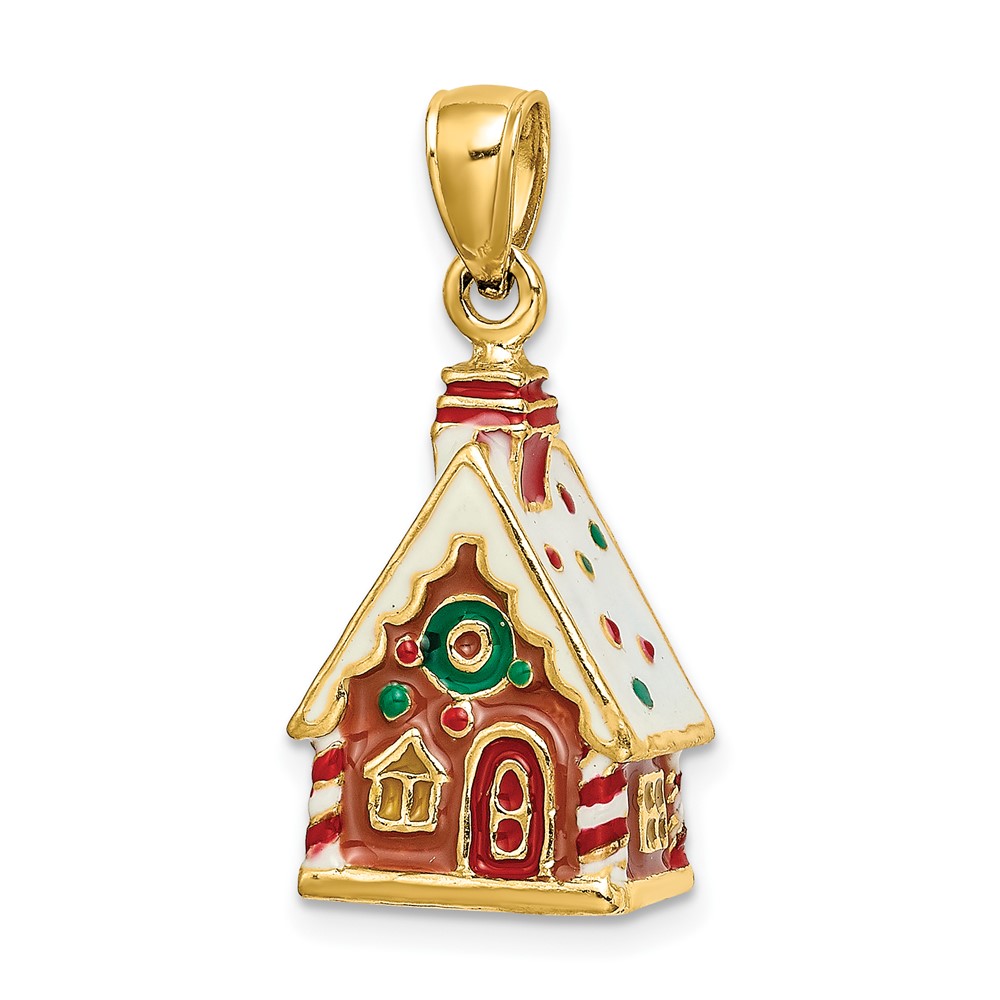 14K 3-D Enamel Gingerbread House Charm (K6978)