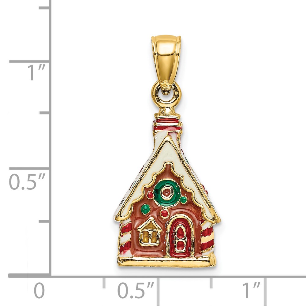 14K 3-D Enamel Gingerbread House Charm (K6978)