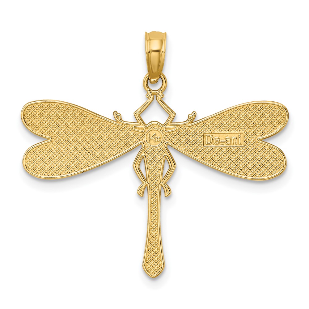 14K Multi Color Enamel Dragonfly Charm (K6985)