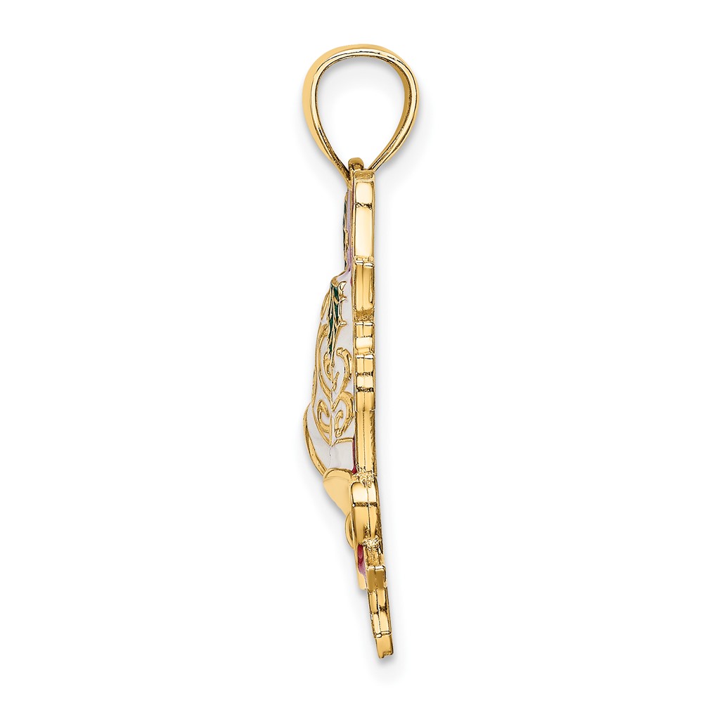 14K Enamel Holiday Bells and Holly Charm (K6990)