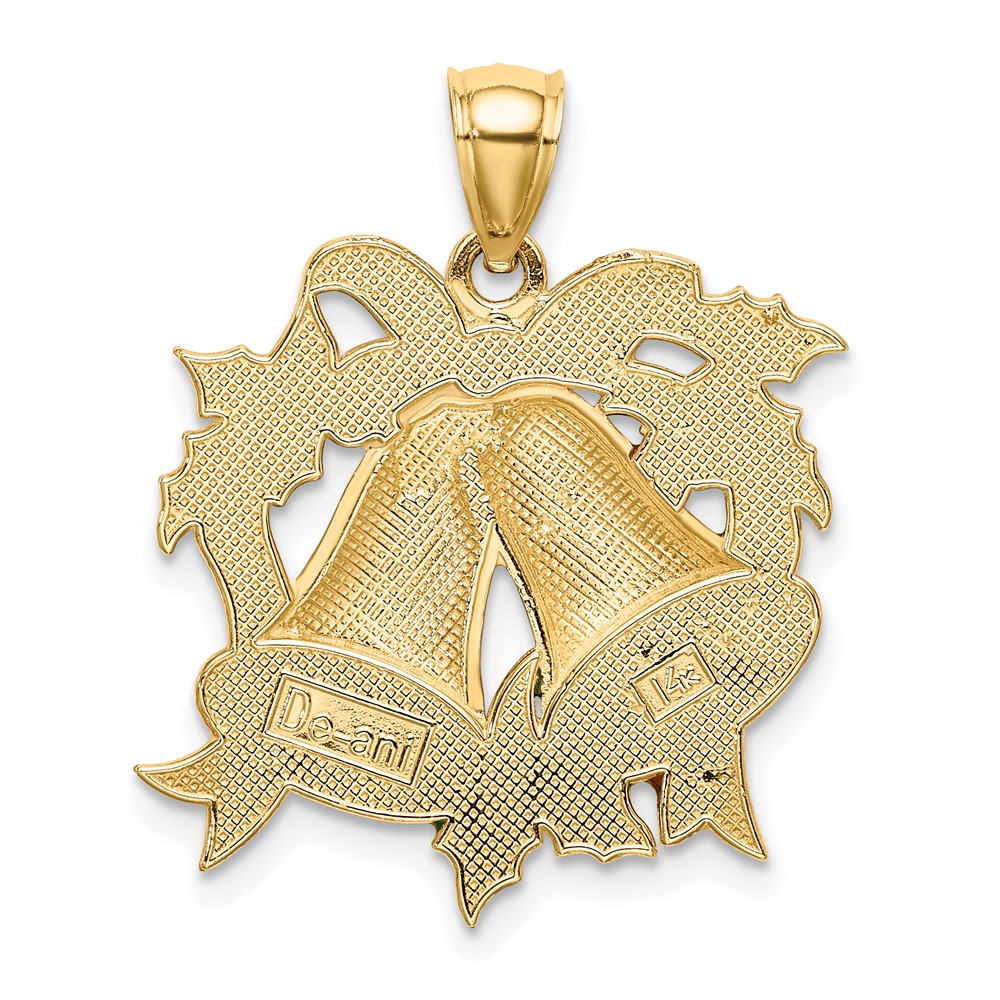 14K Enamel Holiday Bells and Holly Charm (K6990)
