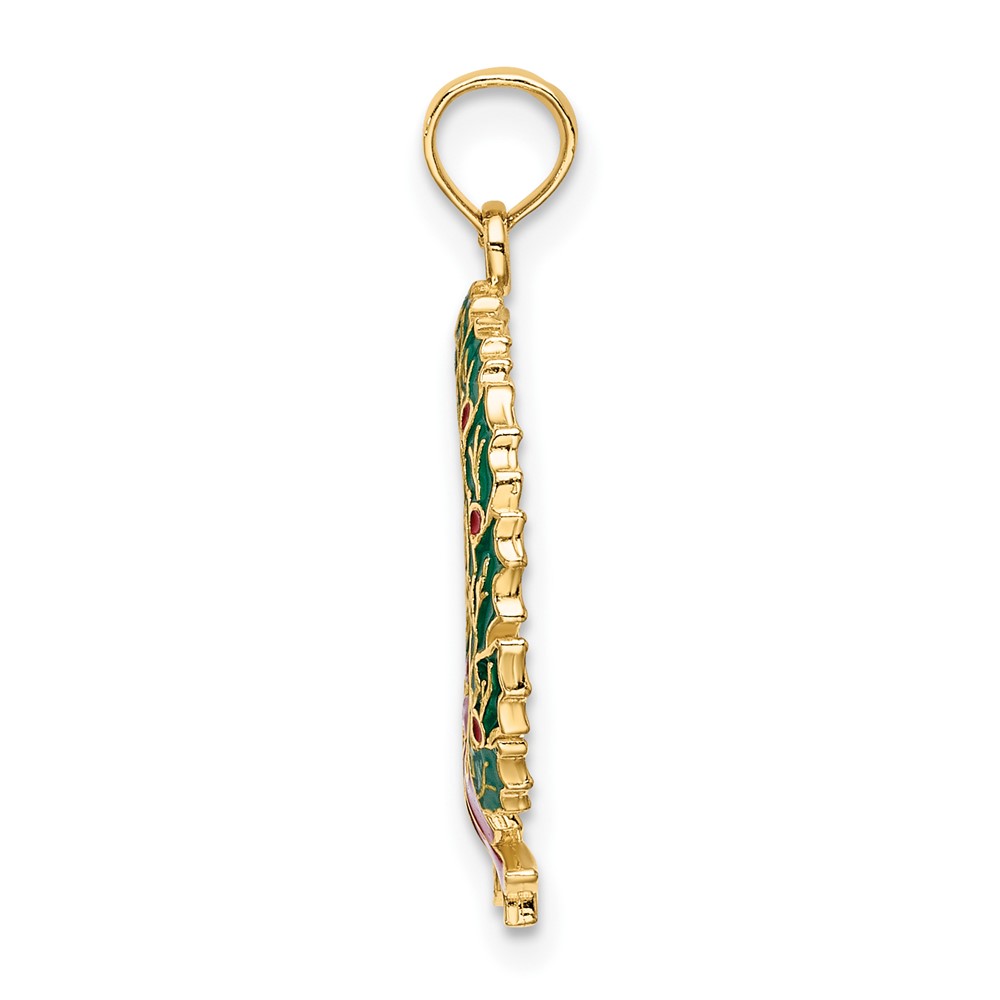 14K Enamel CHRISTMAS WREATH Charm (K6991)