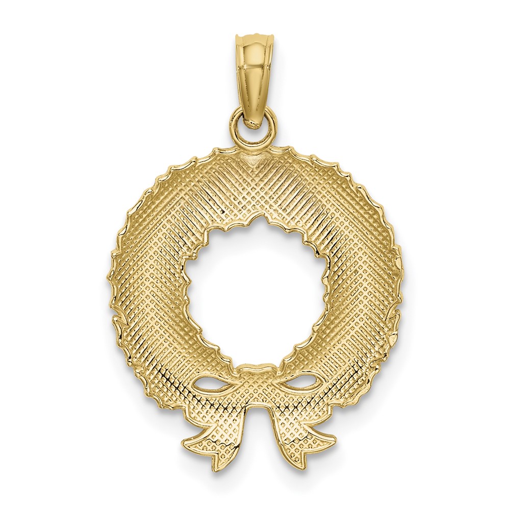 14K Enamel CHRISTMAS WREATH Charm (K6991)