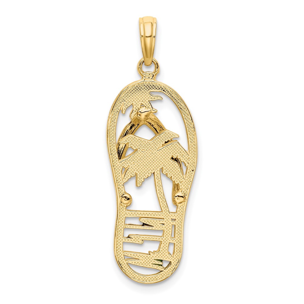 14K Enamel Palm Tree Flip-Flop Charm (K7001)