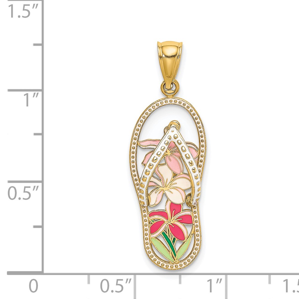 14K Multi Color Enamel Flower Flip-Flop Charm (K7007)