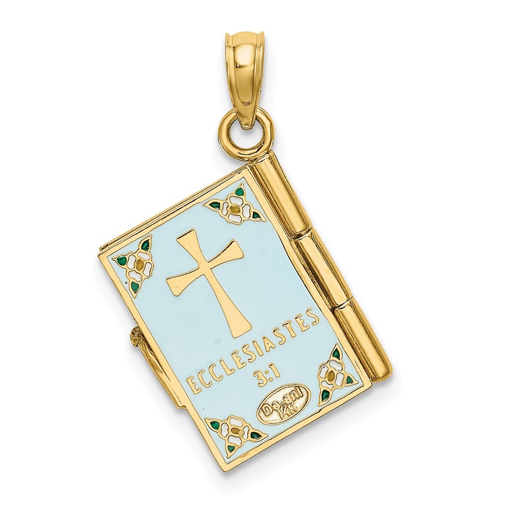 14K 3-D w/ Enamel Ecclesiastes Book w/ Moveable Pages Charm (K7008)