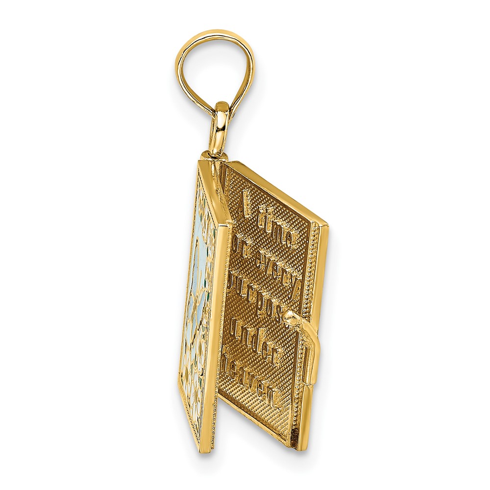 14K 3-D w/ Enamel Ecclesiastes Book w/ Moveable Pages Charm (K7008)