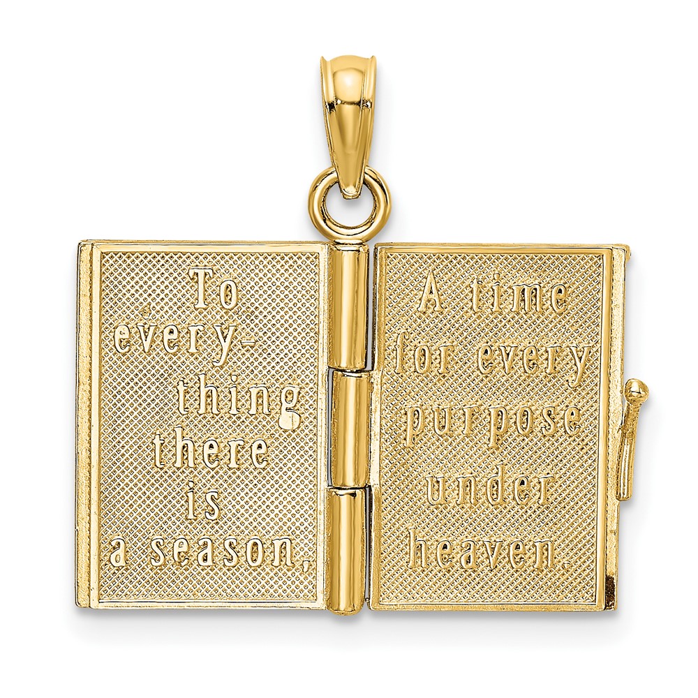 14K 3-D w/ Enamel Ecclesiastes Book w/ Moveable Pages Charm (K7008)