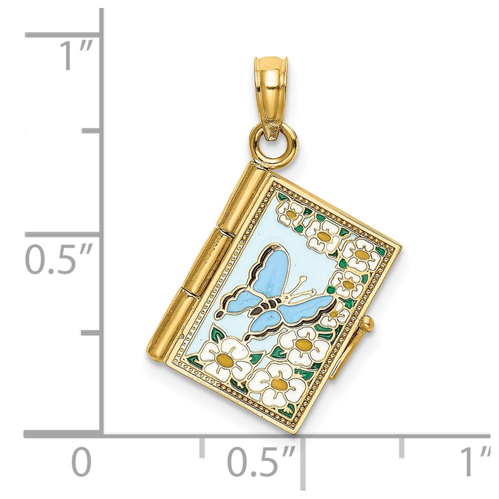 14K 3-D w/ Enamel Ecclesiastes Book w/ Moveable Pages Charm (K7008)