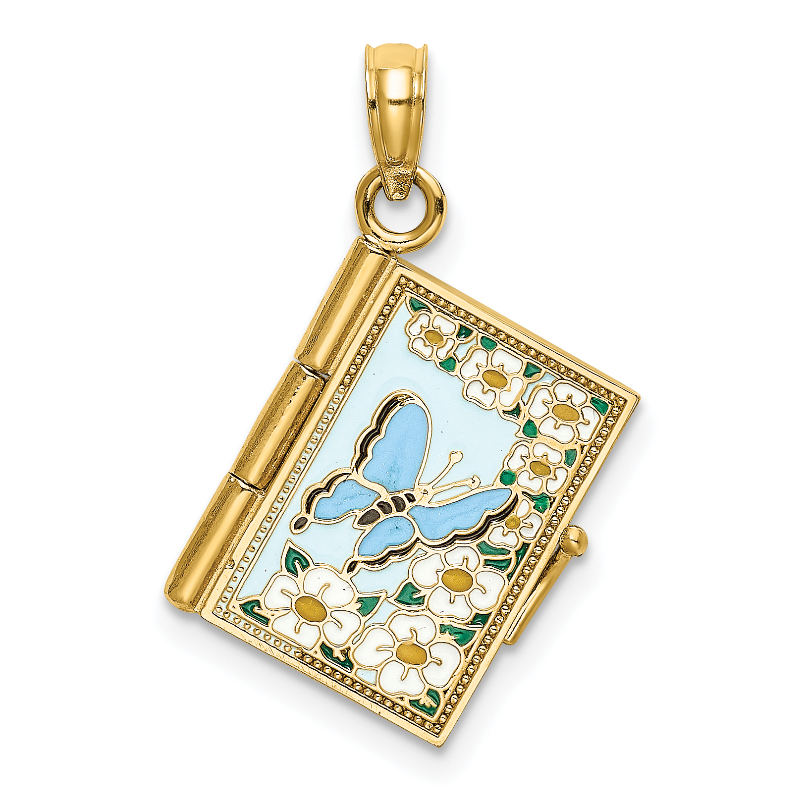14K 3-D w/ Enamel Ecclesiastes Book w/ Moveable Pages Charm (K7008)
