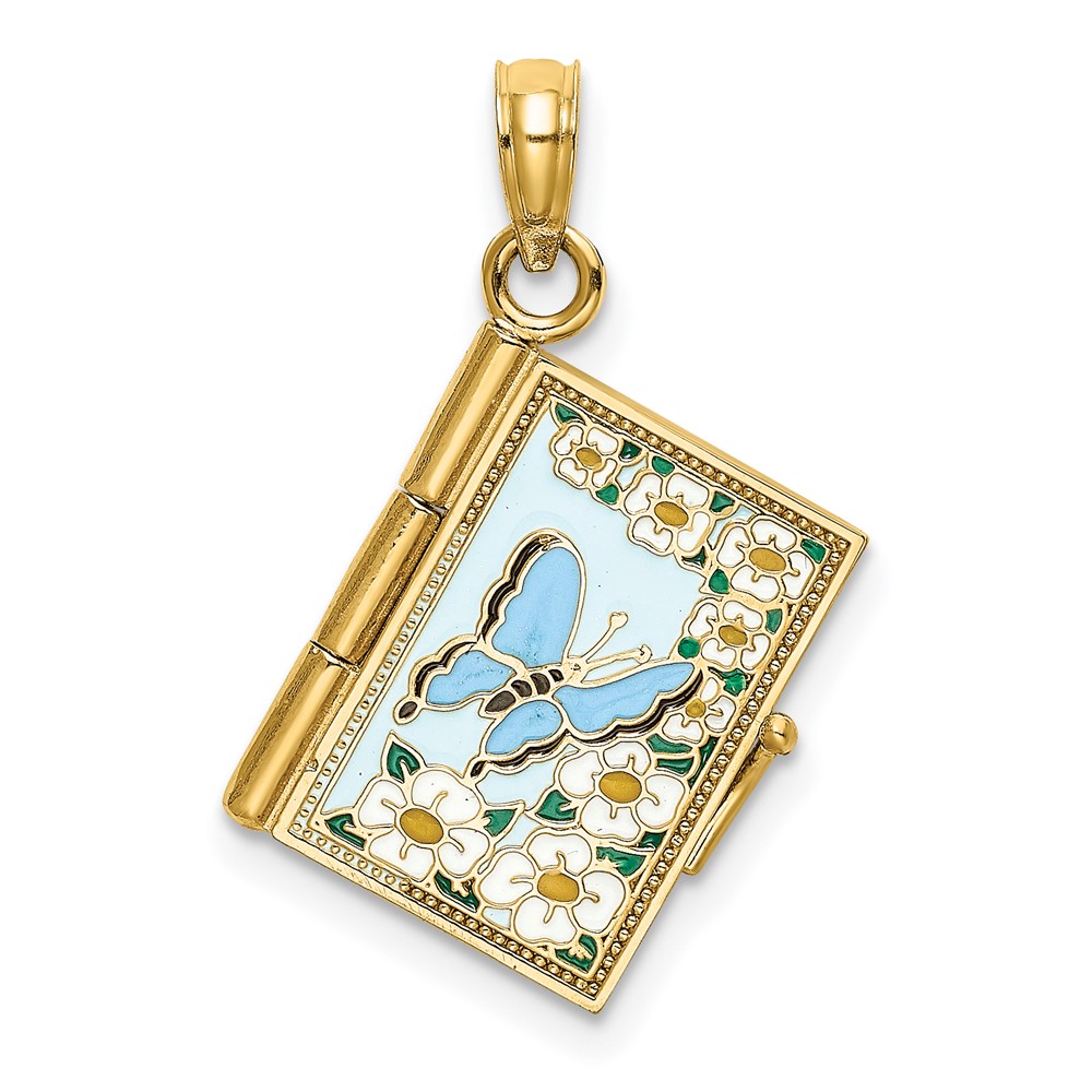 14K 3-D w/ Enamel Ecclesiastes Book w/ Moveable Pages Charm (K7008)