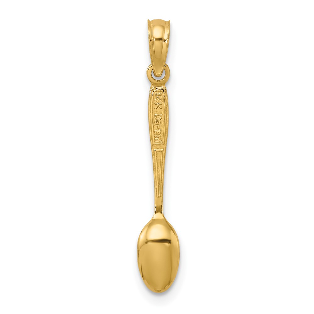 14K 3-D W/ Black Enamel Table Spoon Charm (K7017)