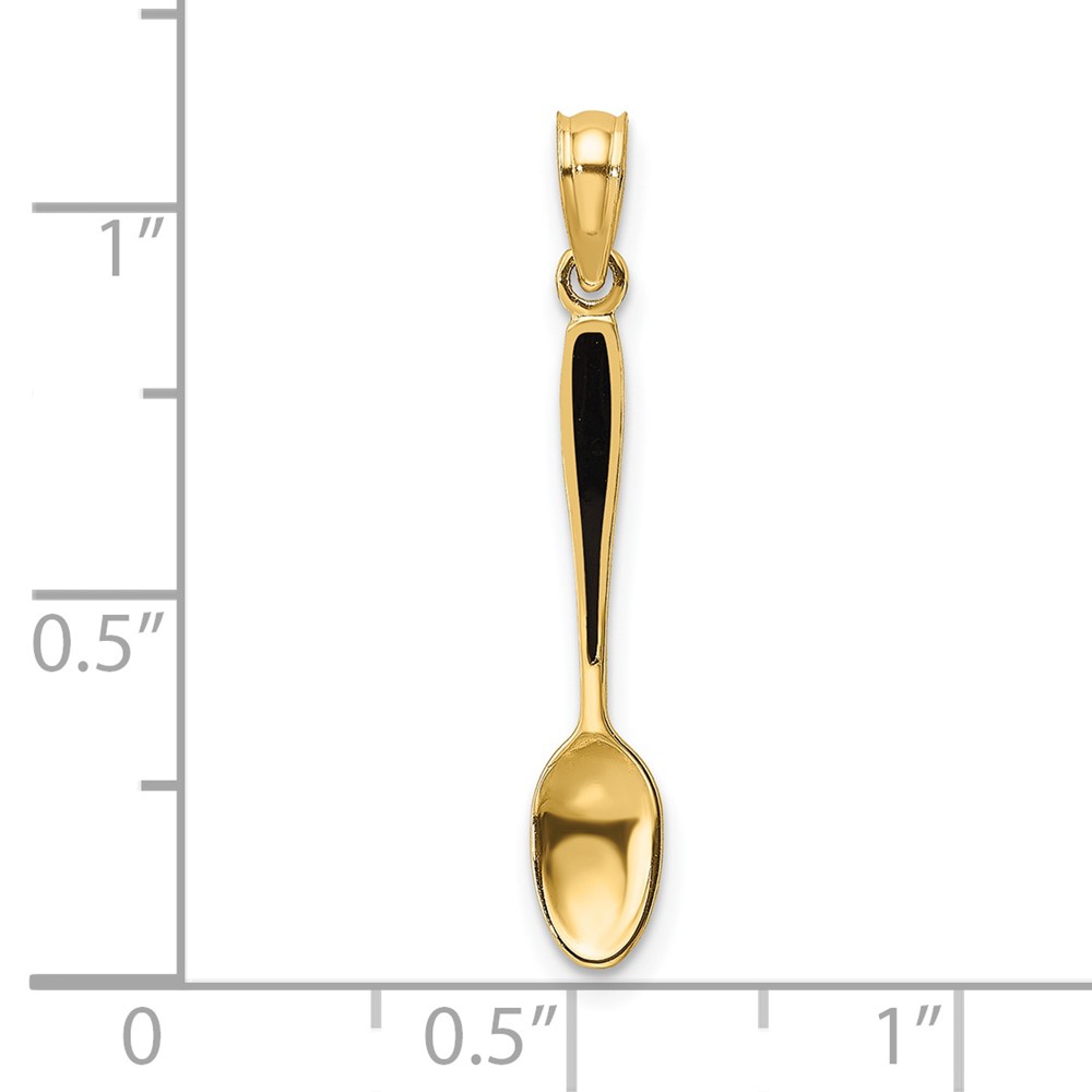 14K 3-D W/ Black Enamel Table Spoon Charm (K7017)