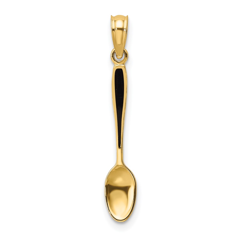 14K 3-D W/ Black Enamel Table Spoon Charm (K7017)
