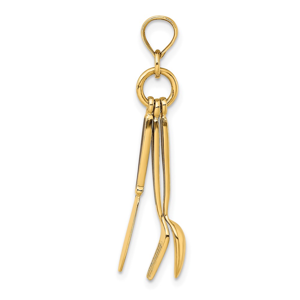14K 3-D Enamel Knife, Fork, Spoon Moveable Charm (K7020)