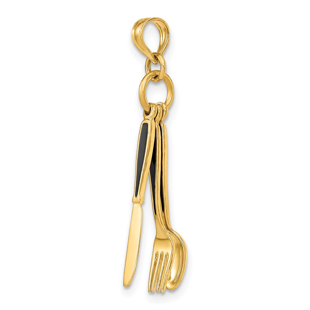 14K 3-D Enamel Knife, Fork, Spoon Moveable Charm (K7020)