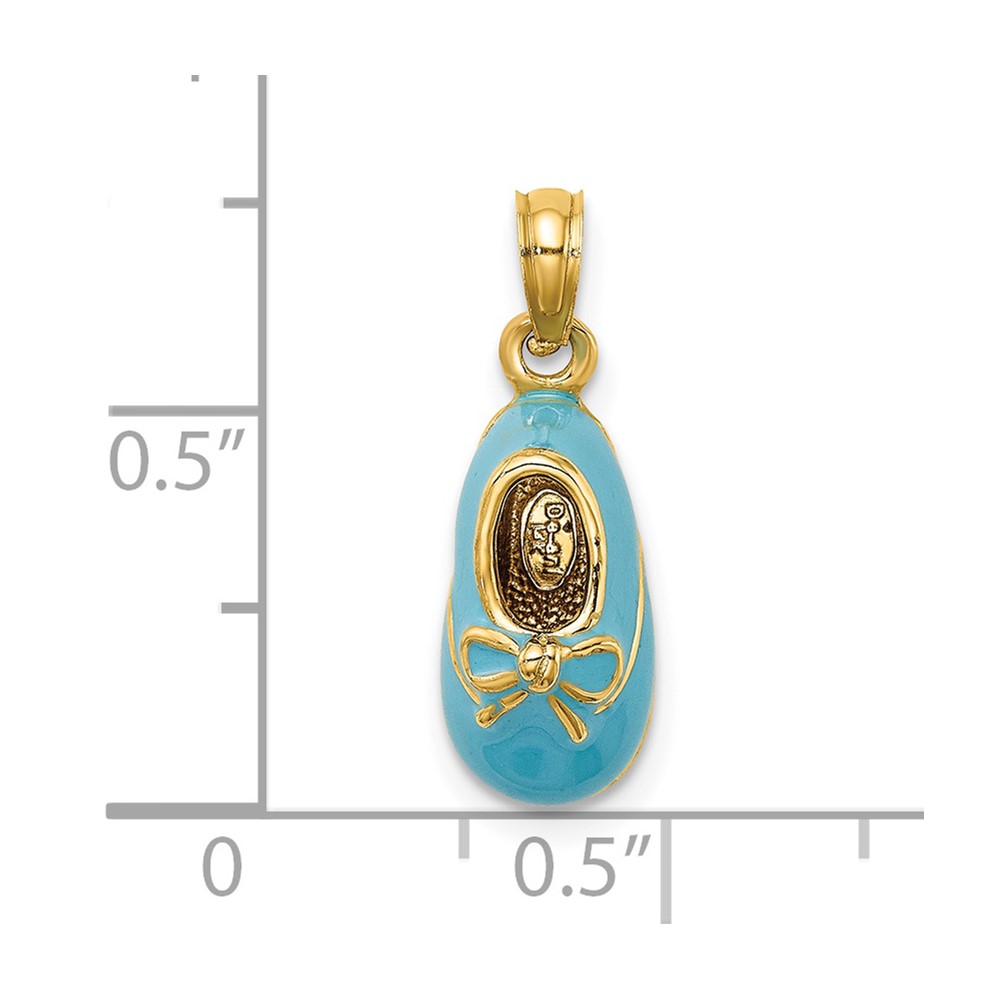 14K 3-D w/ Enamel Baby Shoe w/ Bow Charm (K7030)