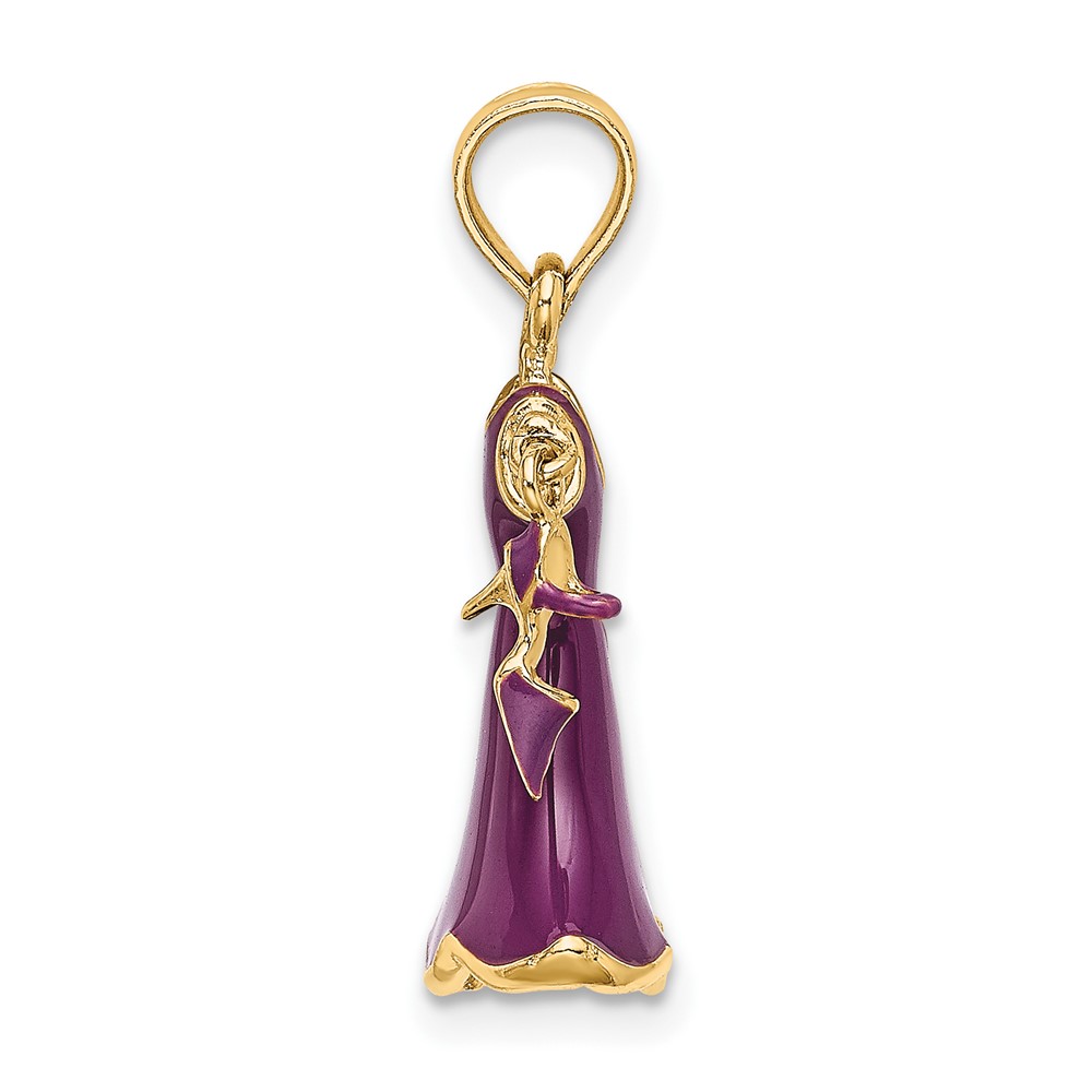 14K 3-D Moveable Enamel Purple Dress w/Shoe Charm (K7033)