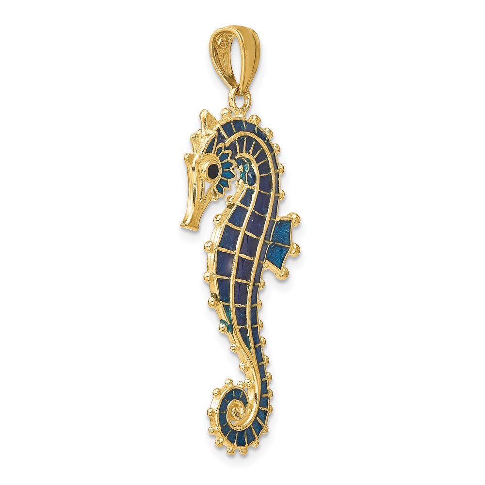14K  3D Enameled Seahorse Pendant (K7044)