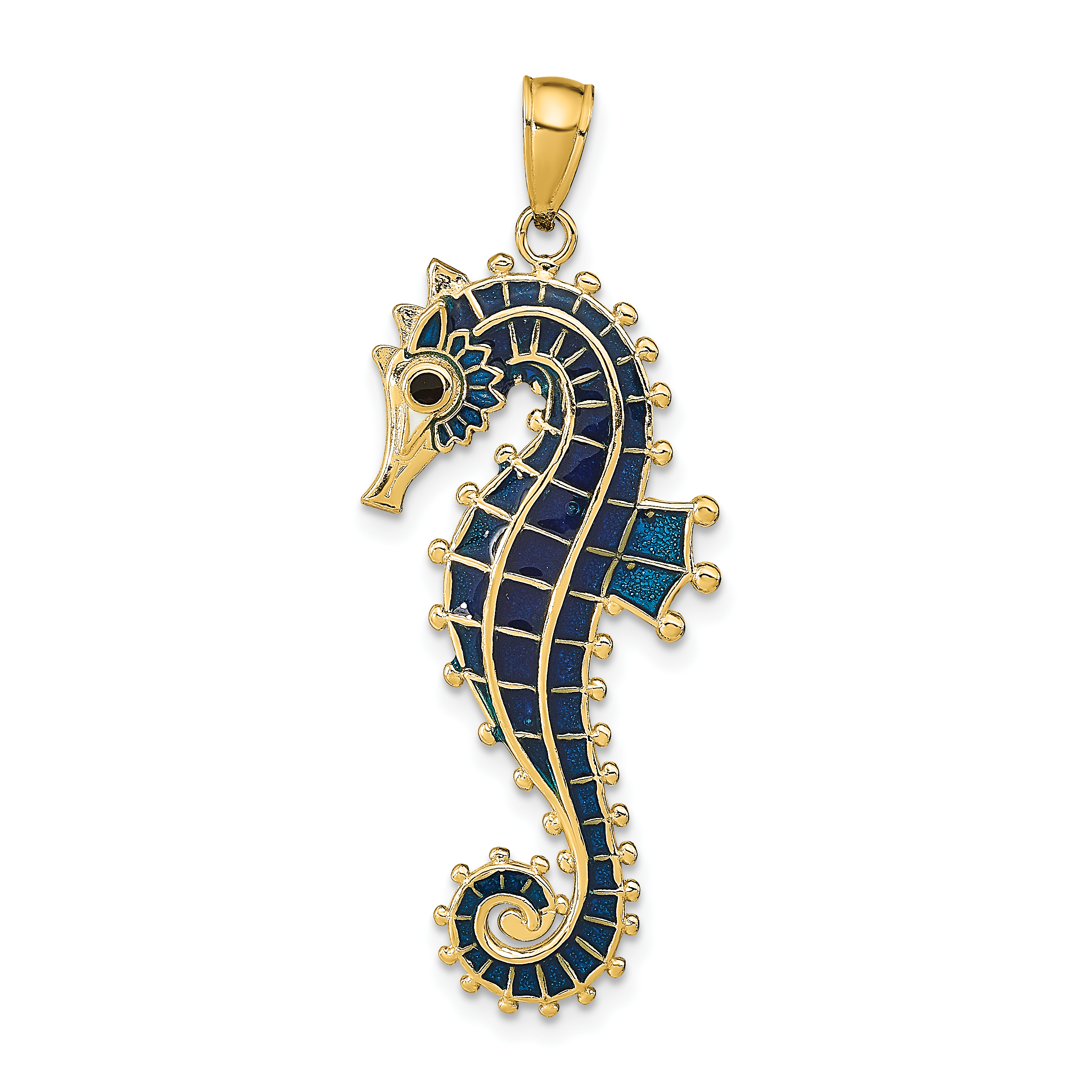 14K  3D Enameled Seahorse Pendant (K7044)