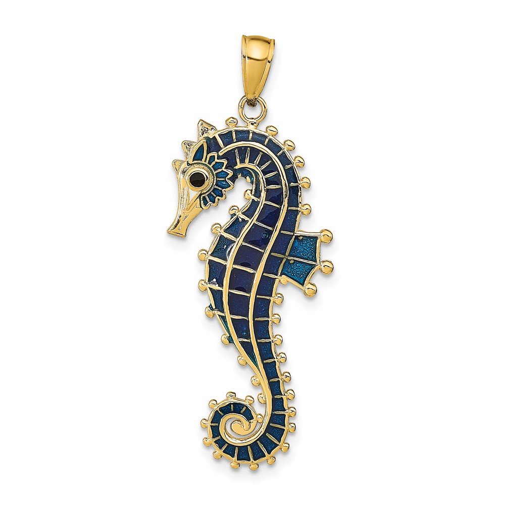 14K  3D Enameled Seahorse Pendant (K7044)