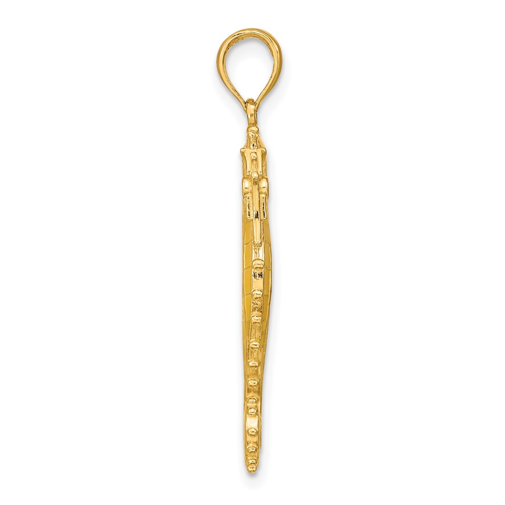 14K 3-D Yellow Enamel Seahorse Charm (K7046)