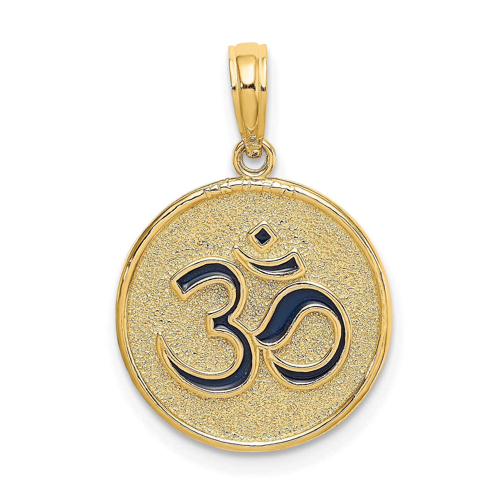 14K Enameled Om w/Lotus Flower on Reverse Charm (K7051)