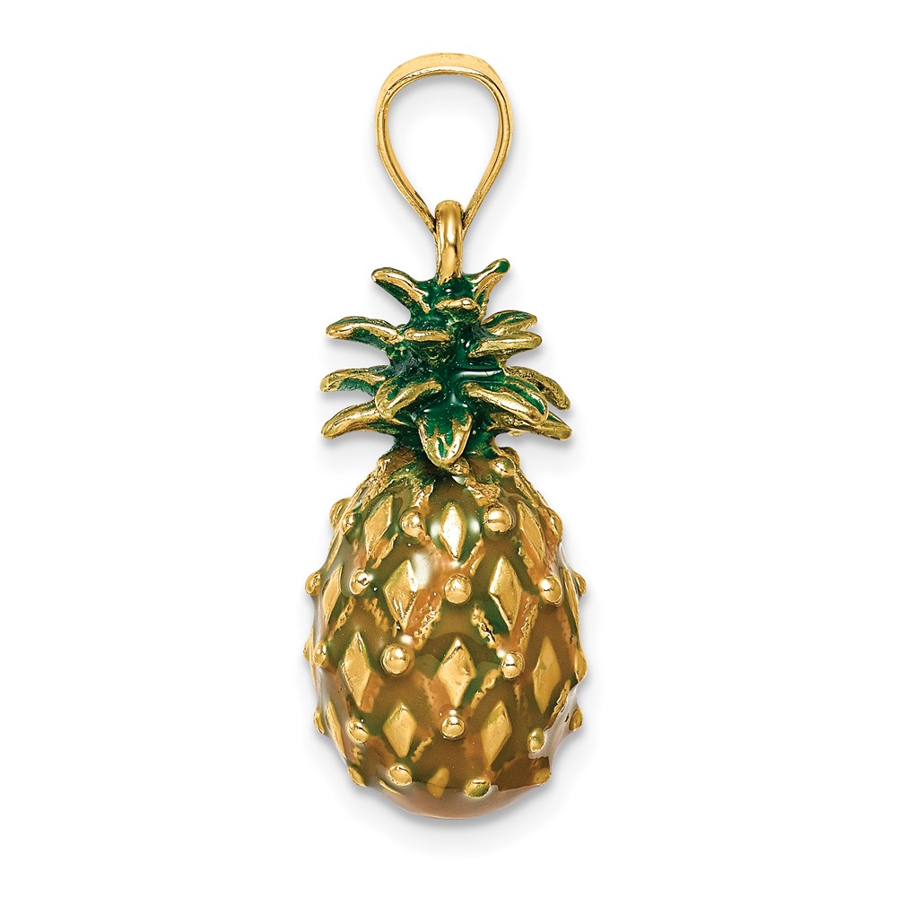 14K Enamel and Polished 3-D Pineapple Charm (K7062)