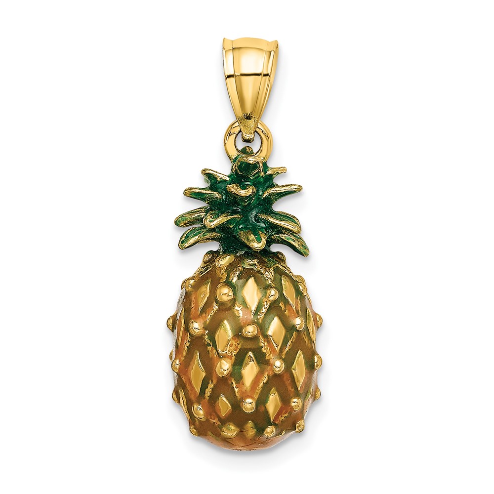 14K Enamel and Polished 3-D Pineapple Charm (K7062)