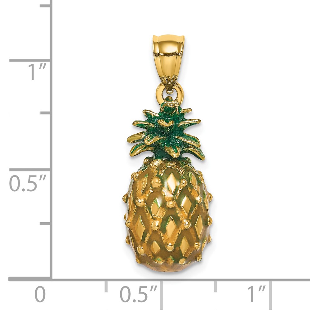 14K Enamel and Polished 3-D Pineapple Charm (K7062)