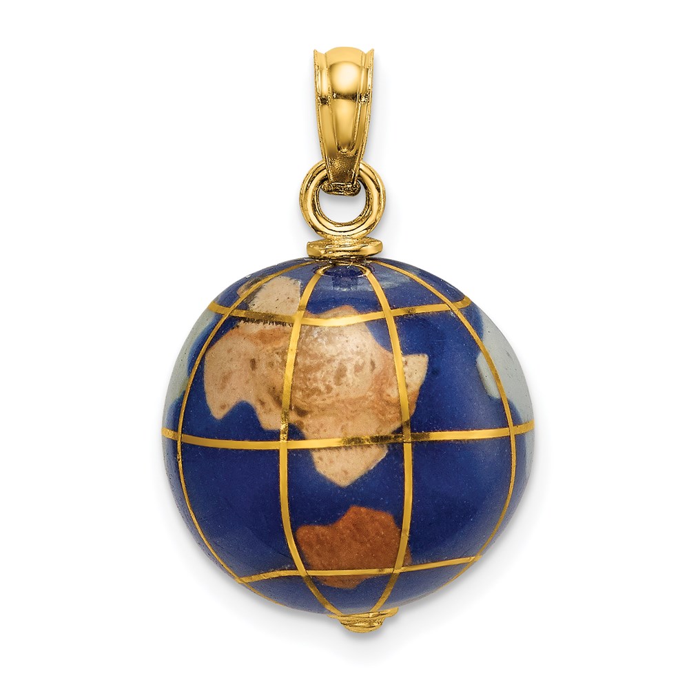 14K Yellow Gold 3-D Enamel World Globe Pendant | eBay